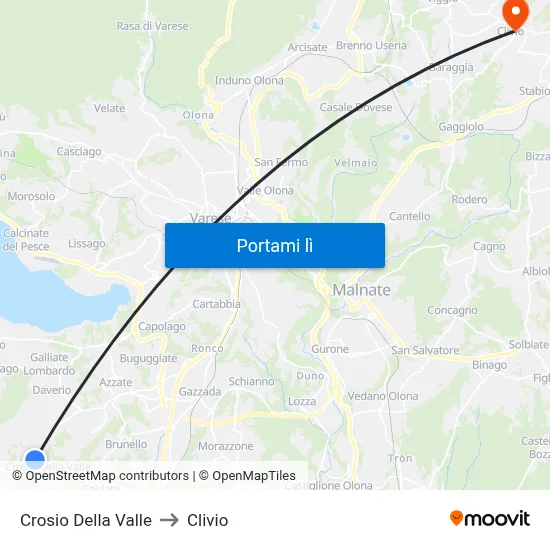 Crosio Della Valle to Clivio map