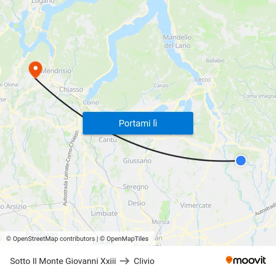 Sotto Il Monte Giovanni Xxiii to Clivio map