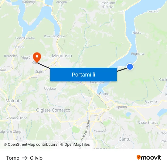 Torno to Clivio map