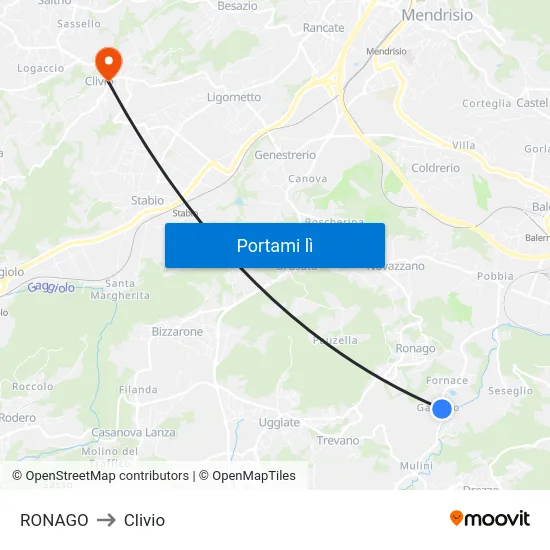 RONAGO to Clivio map