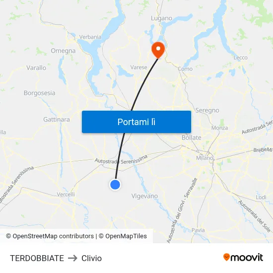 TERDOBBIATE to Clivio map