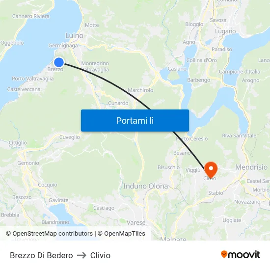 Brezzo Di Bedero to Clivio map