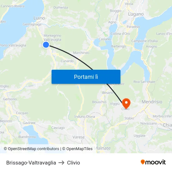 Brissago-Valtravaglia to Clivio map