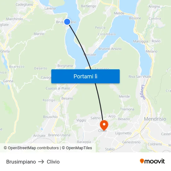 Brusimpiano to Clivio map