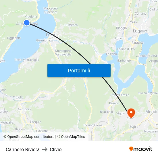 Cannero Riviera to Clivio map