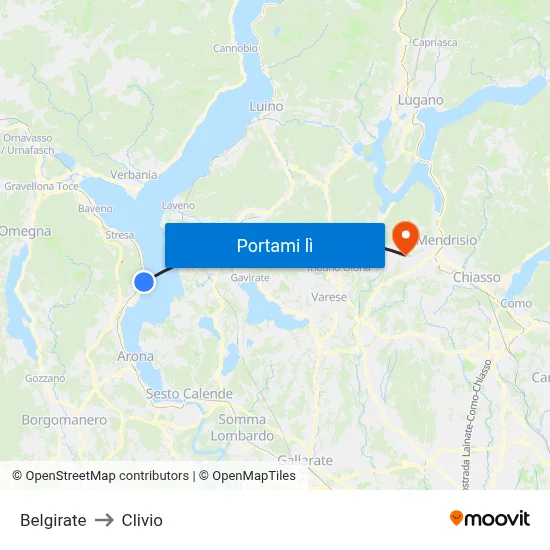 Belgirate to Clivio map