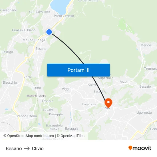 Besano to Clivio map