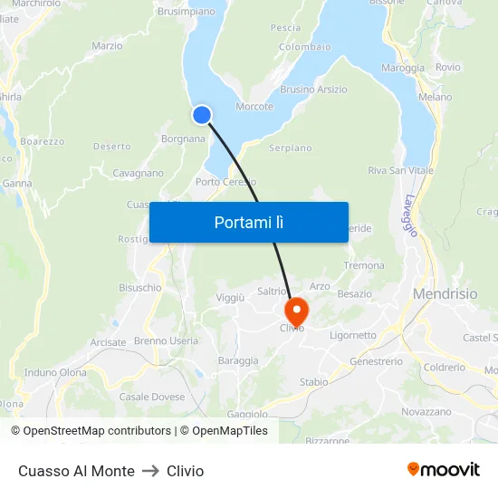 Cuasso Al Monte to Clivio map