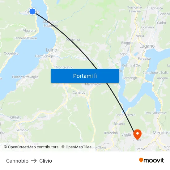 Cannobio to Clivio map