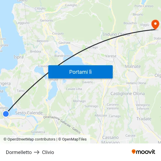 Dormelletto to Clivio map