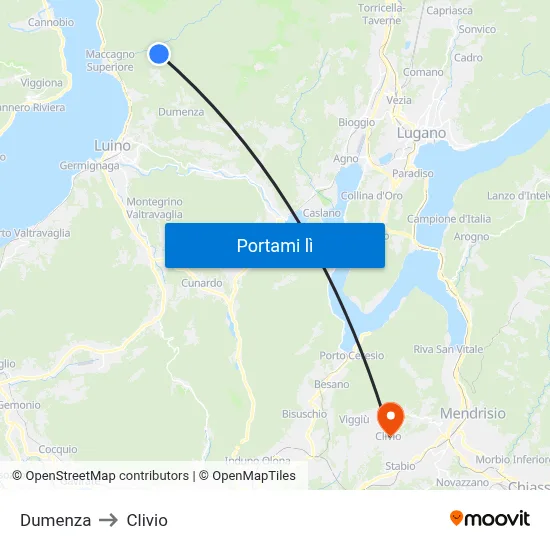 Dumenza to Clivio map