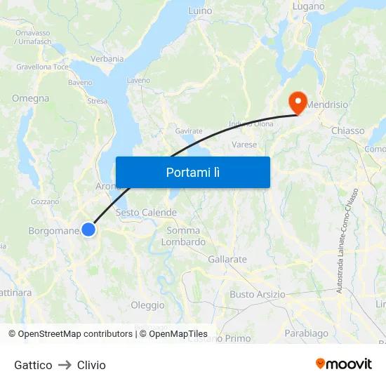 Gattico to Clivio map