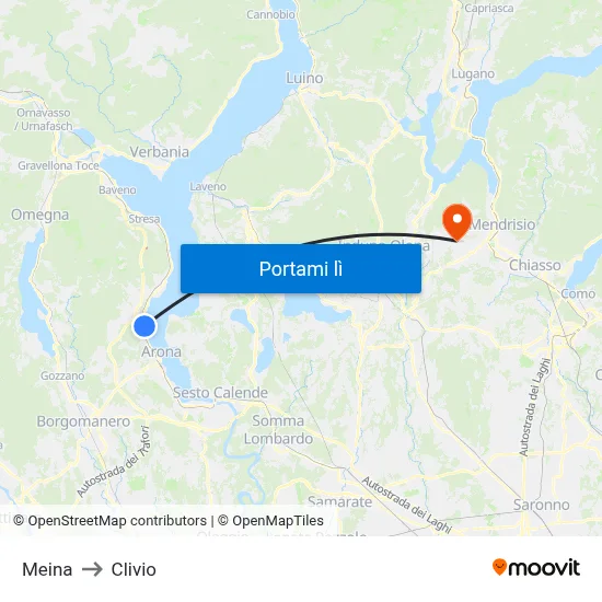 Meina to Clivio map