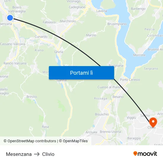 Mesenzana to Clivio map