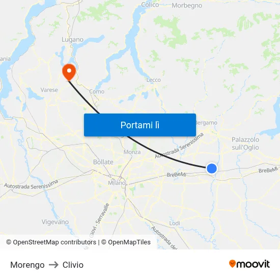 Morengo to Clivio map