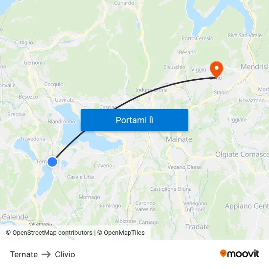 Ternate to Clivio map