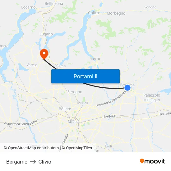 Bergamo to Clivio map