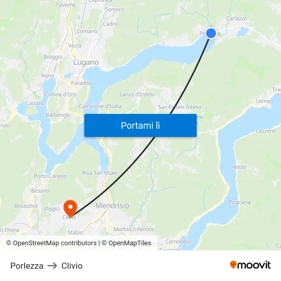 Porlezza to Clivio map