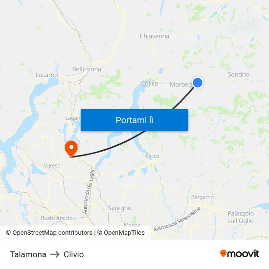 Talamona to Clivio map