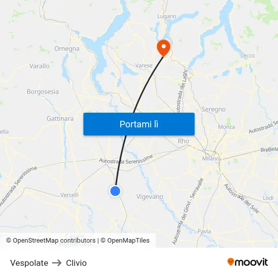 Vespolate to Clivio map