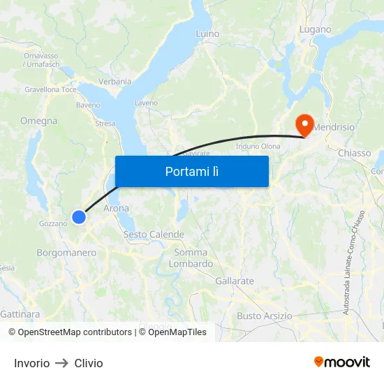 Invorio to Clivio map