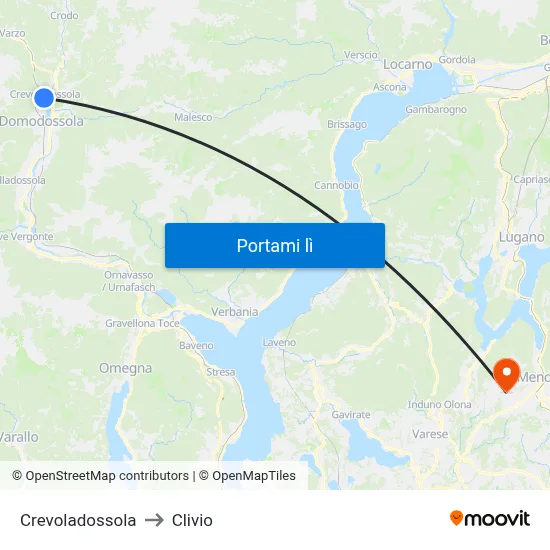 Crevoladossola to Clivio map