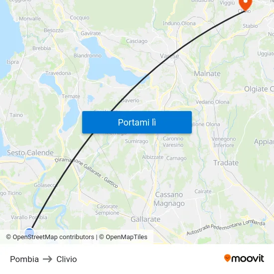 Pombia to Clivio map