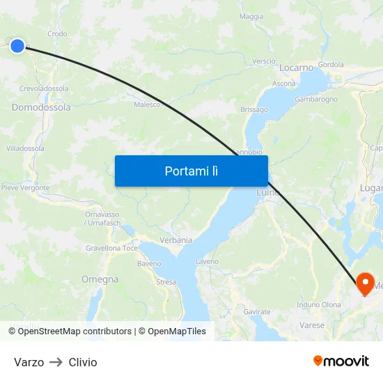 Varzo to Clivio map