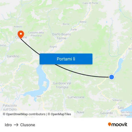 Idro to Clusone map