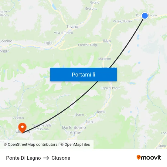 Ponte Di Legno to Clusone map