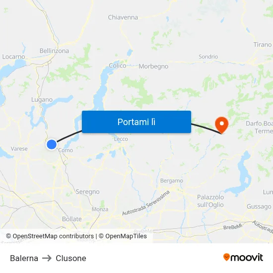 Balerna to Clusone map