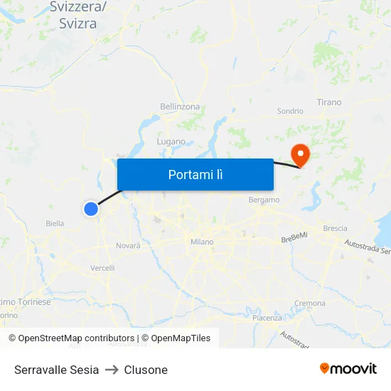 Serravalle Sesia to Clusone map