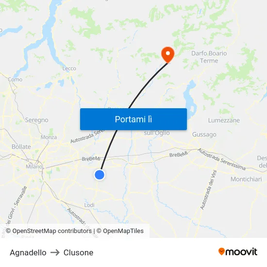 Agnadello to Clusone map