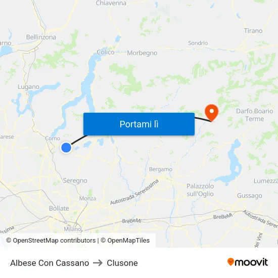 Albese Con Cassano to Clusone map