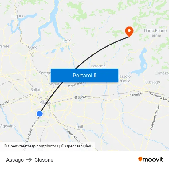 Assago to Clusone map