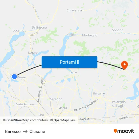 Barasso to Clusone map
