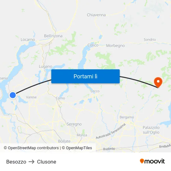 Besozzo to Clusone map