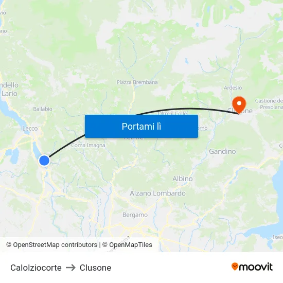 Calolziocorte to Clusone map