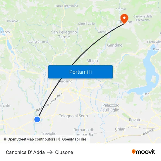Canonica D' Adda to Clusone map