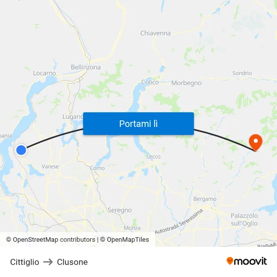 Cittiglio to Clusone map