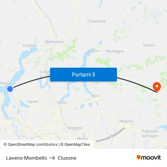 Laveno-Mombello to Clusone map