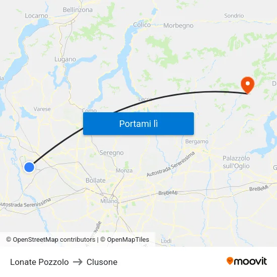 Lonate Pozzolo to Clusone map