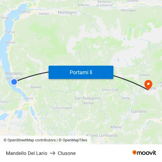 Mandello Del Lario to Clusone map