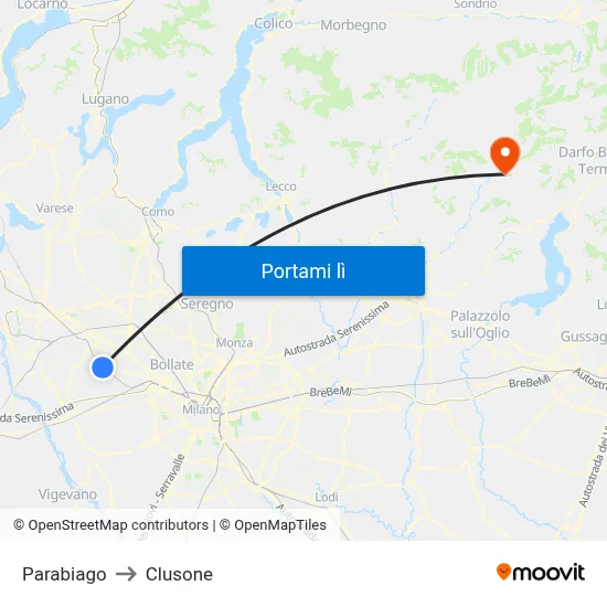 Parabiago to Clusone map