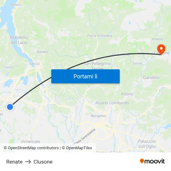 Renate to Clusone map