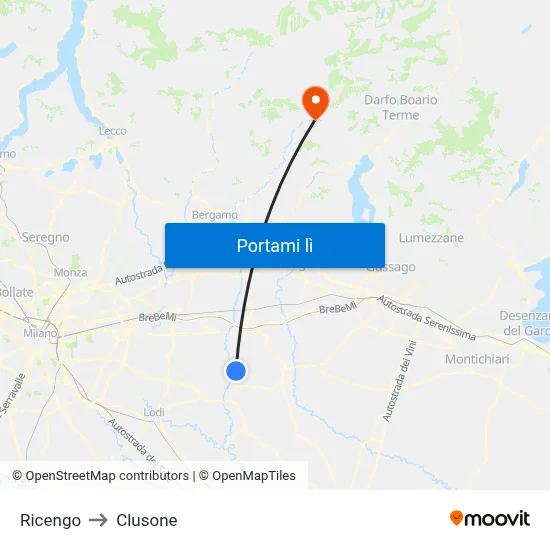 Ricengo to Clusone map