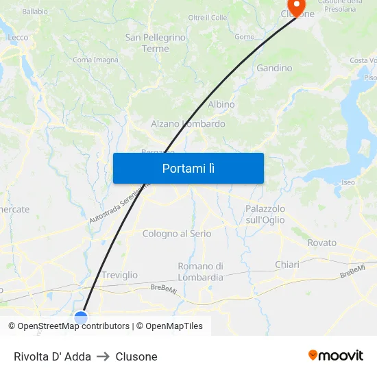 Rivolta D' Adda to Clusone map