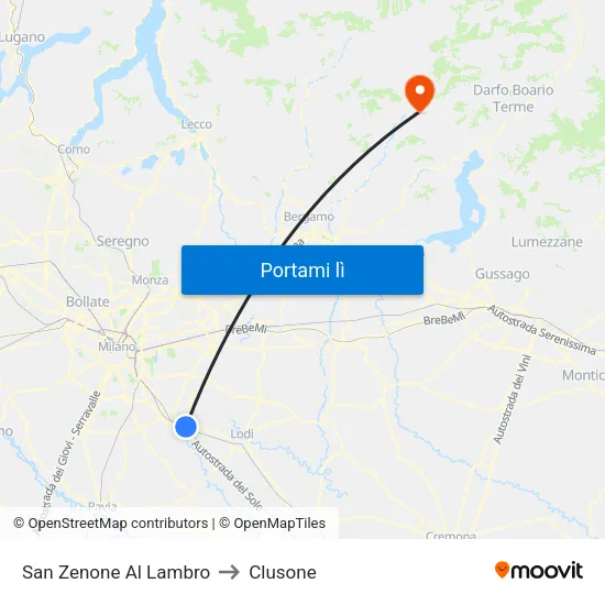 San Zenone Al Lambro to Clusone map
