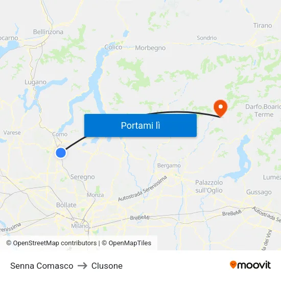 Senna Comasco to Clusone map