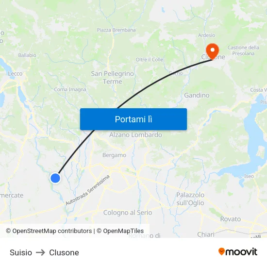 Suisio to Clusone map